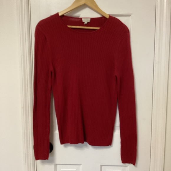TALBOTS Red Ribbed Long Sleeve Top - Picture 1 of 6